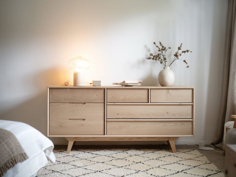 drewniana komoda Denver w salonie