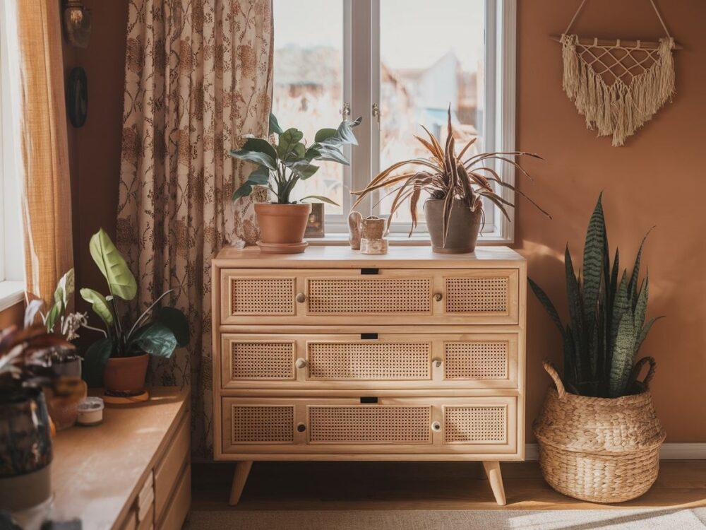 drewniana komoda boho