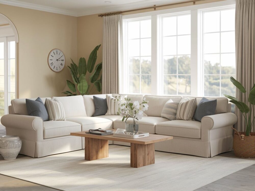 elegancki narożnik z poduszkami