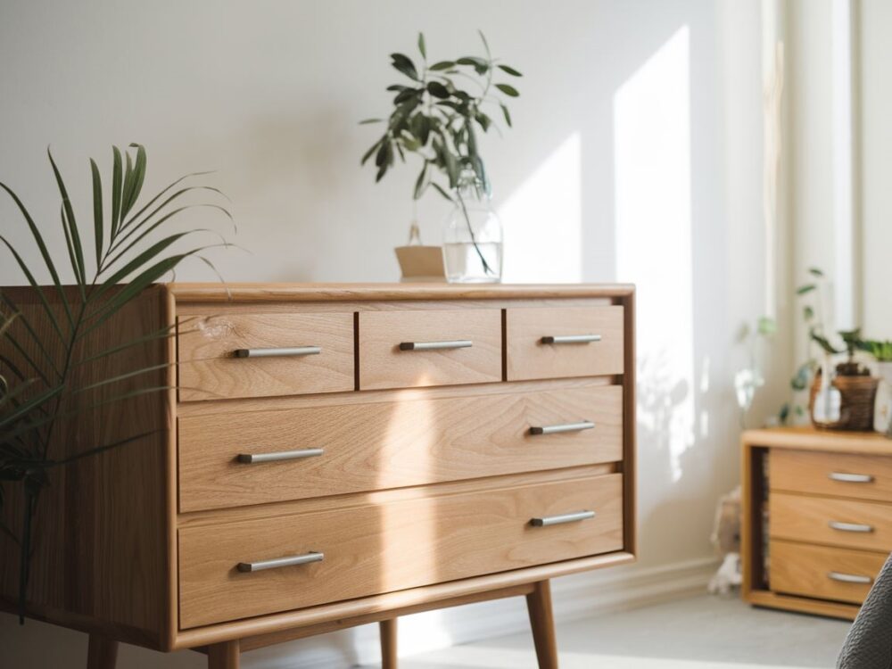 jasna komoda z naturalnego drewna