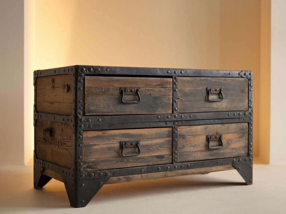 komoda z metalu i drewna