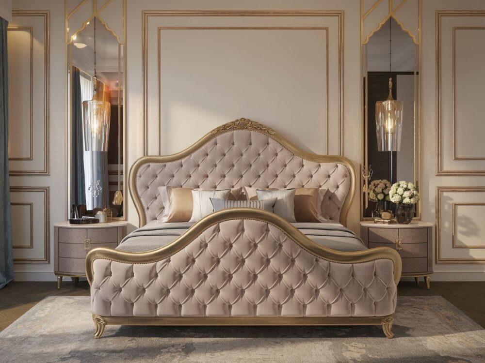 łóżko tapicerowane glamour