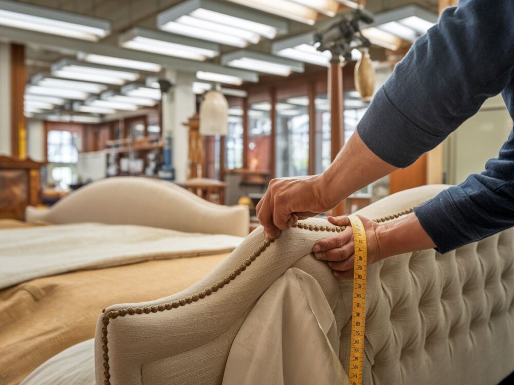 łóżko z nową tapicerką