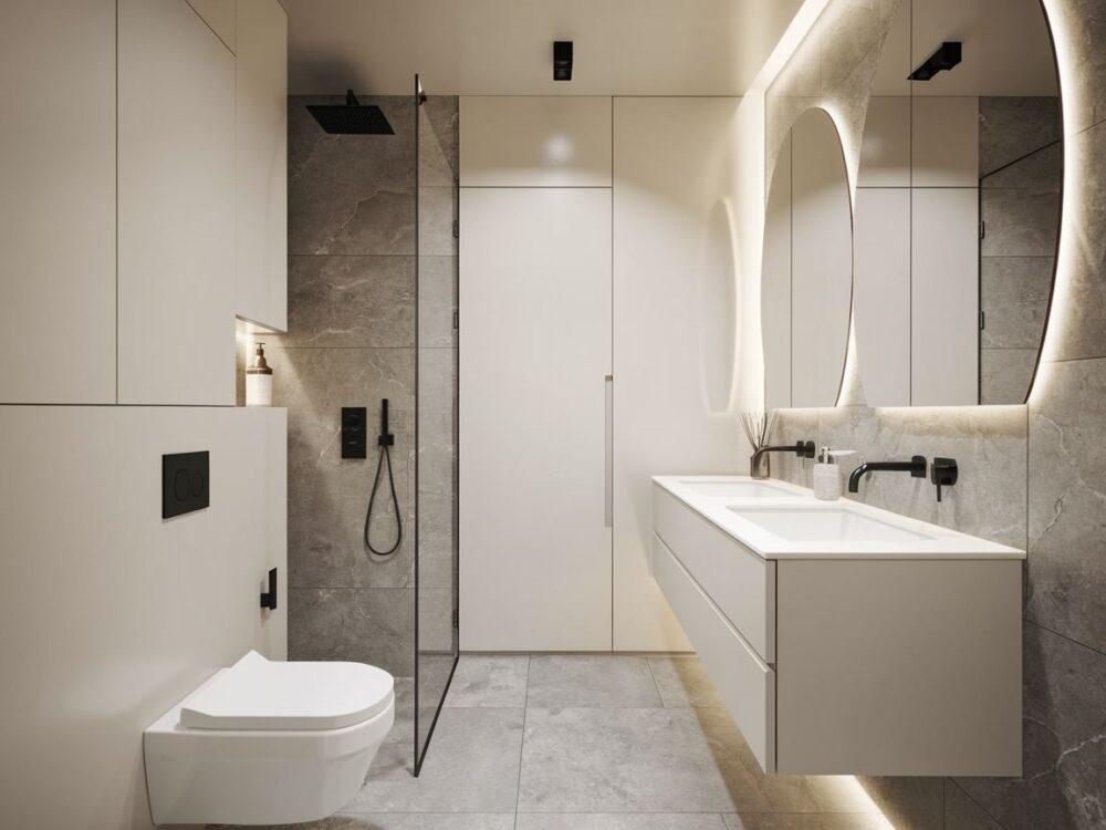 mała łazienka z zabudową rur