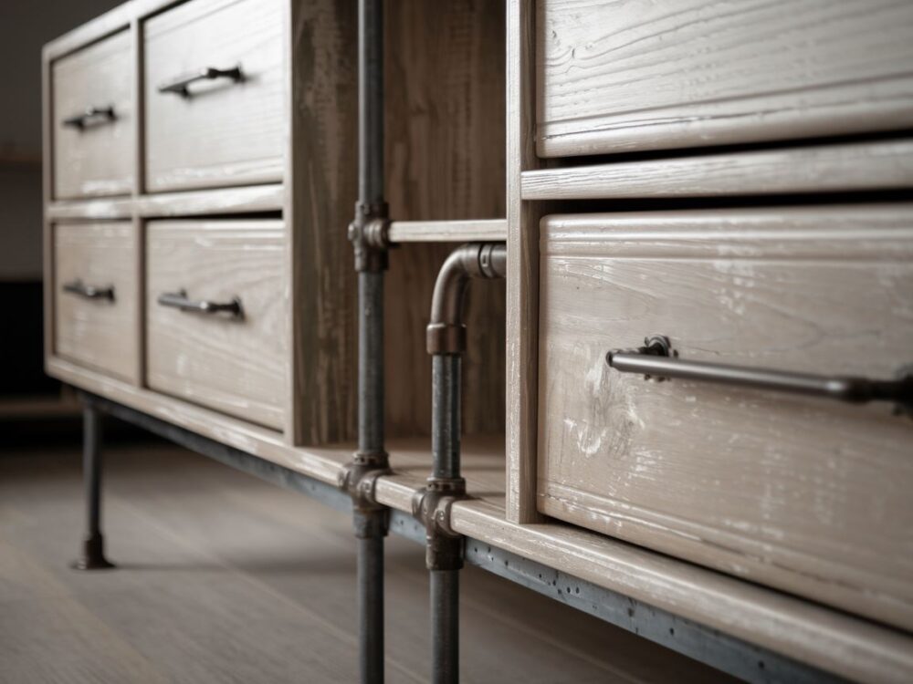 mebel loftowy z metalu i drewna