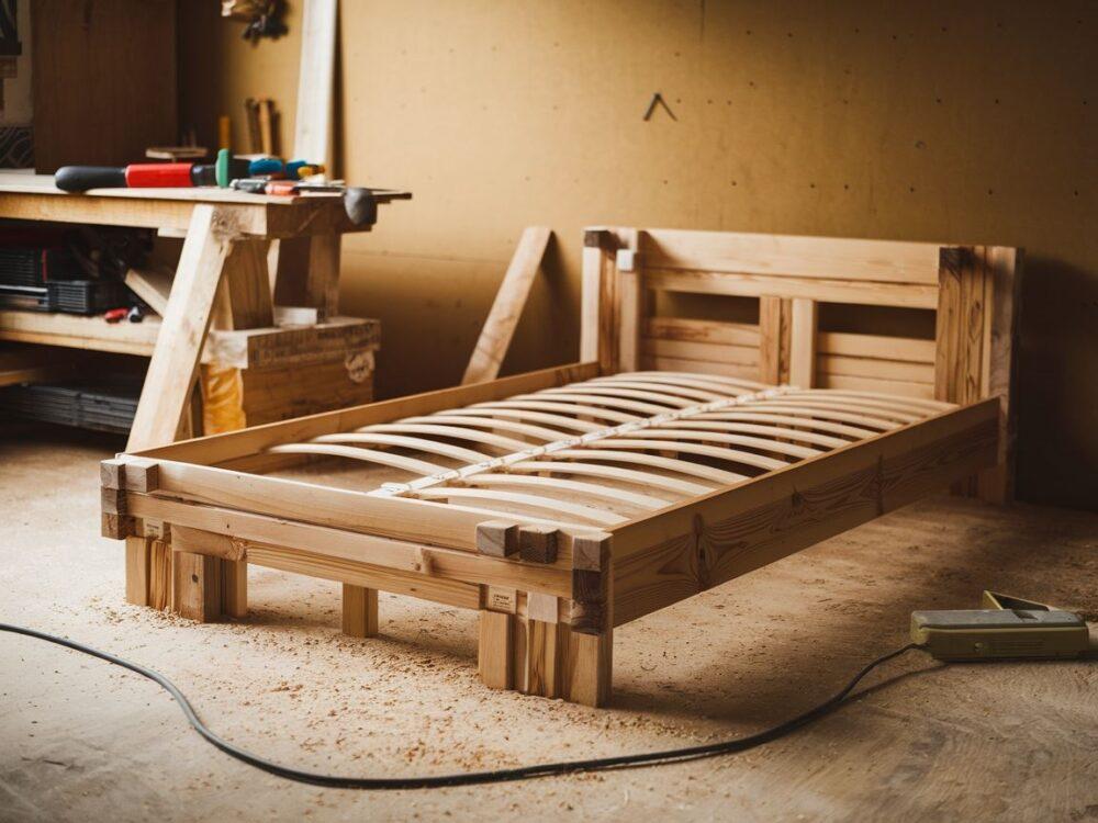 montaż elementów łóżka