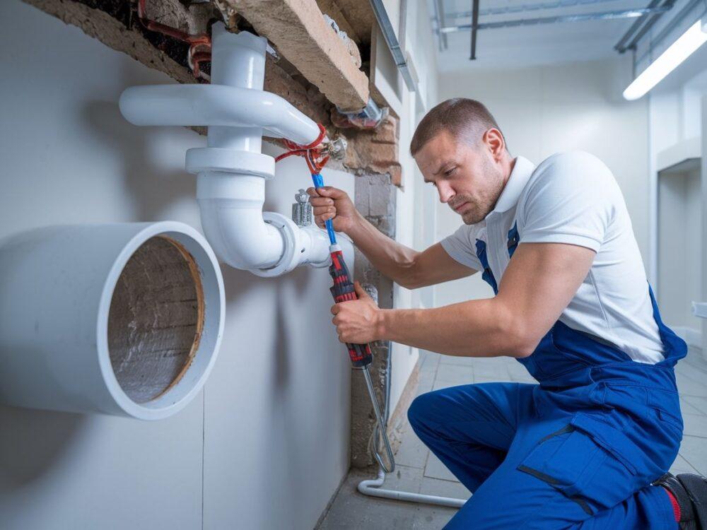 narzędzia hydrauliczne przy rurze