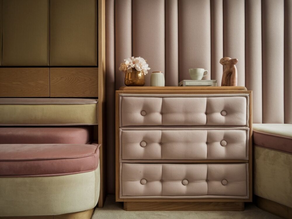 nowoczesna komoda z tkaniną