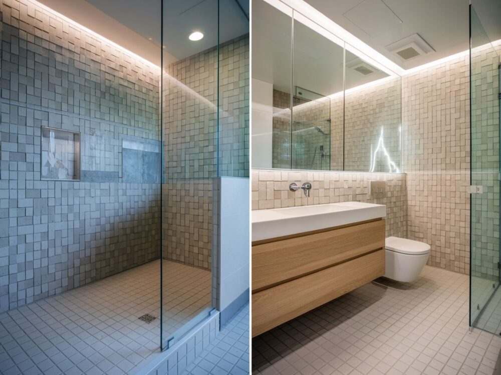 nowoczesna łazienka z panelami winylowymi