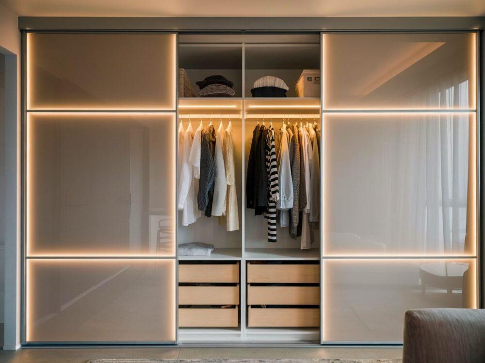 nowoczesna szafa z lampkami