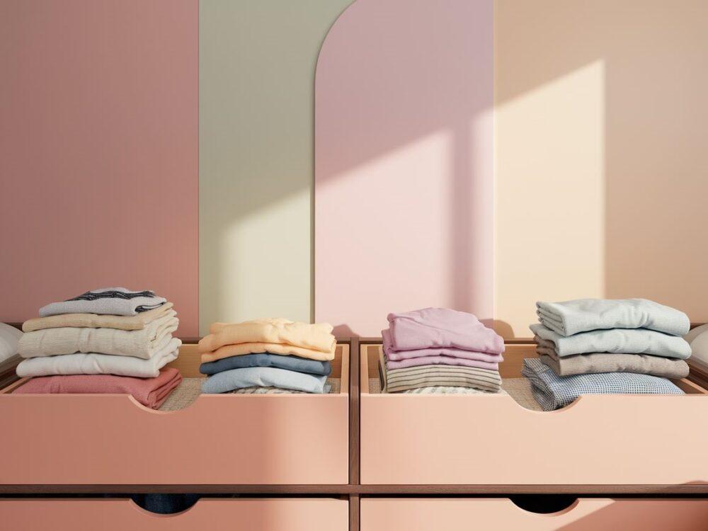 organizacja szuflady na ubrania
