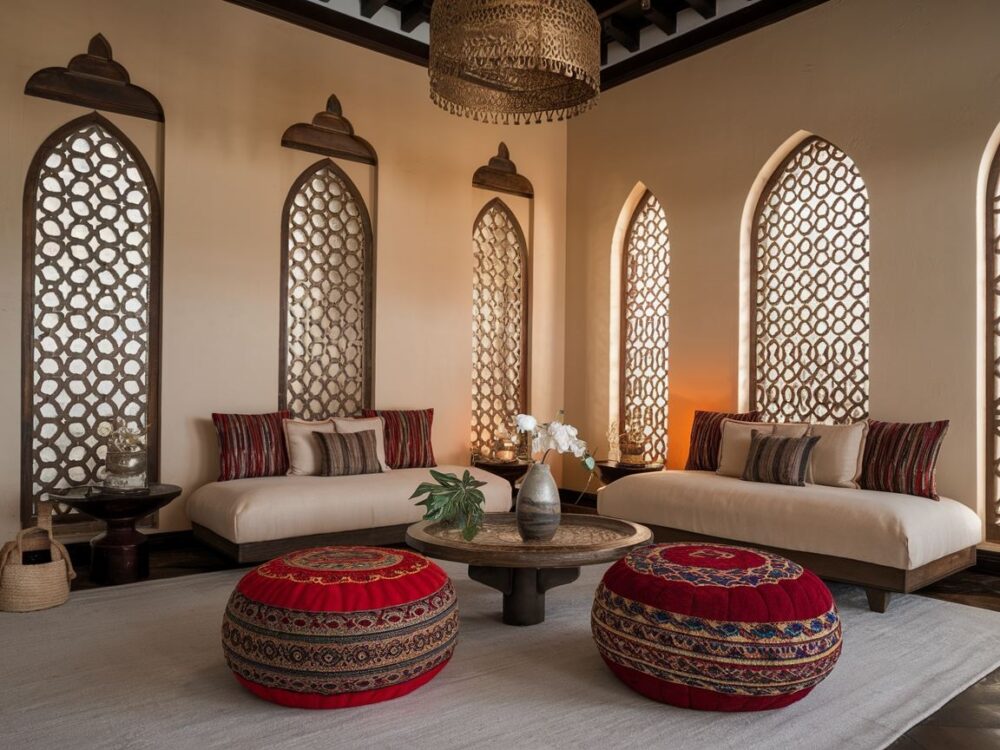 pufa orientalna w salonie