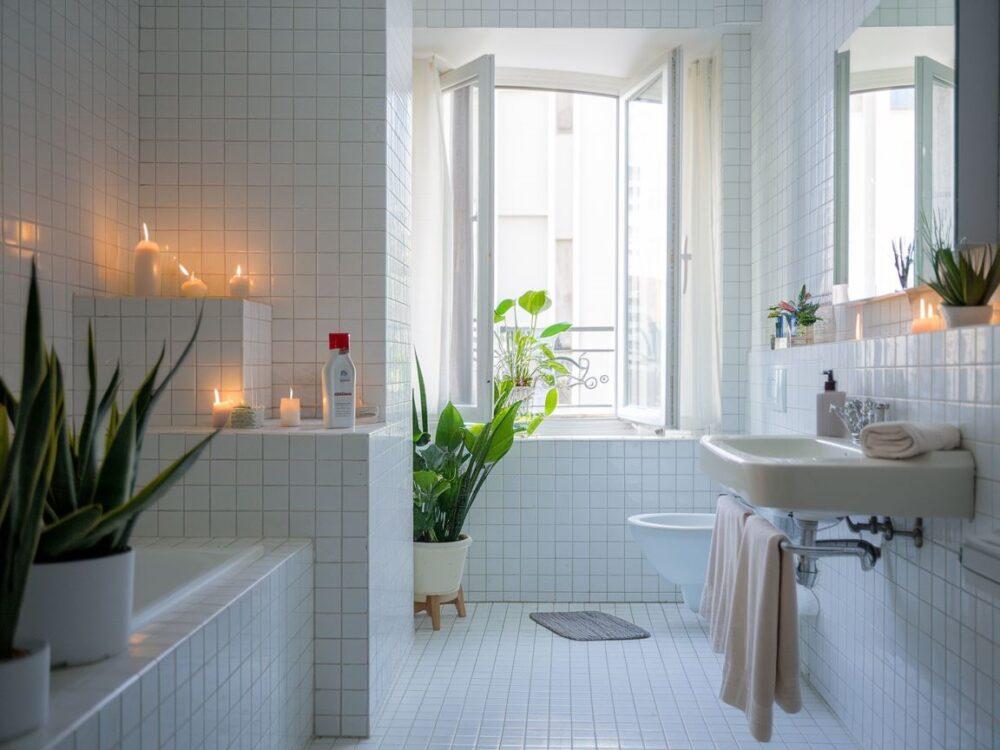 rośliny w łazience