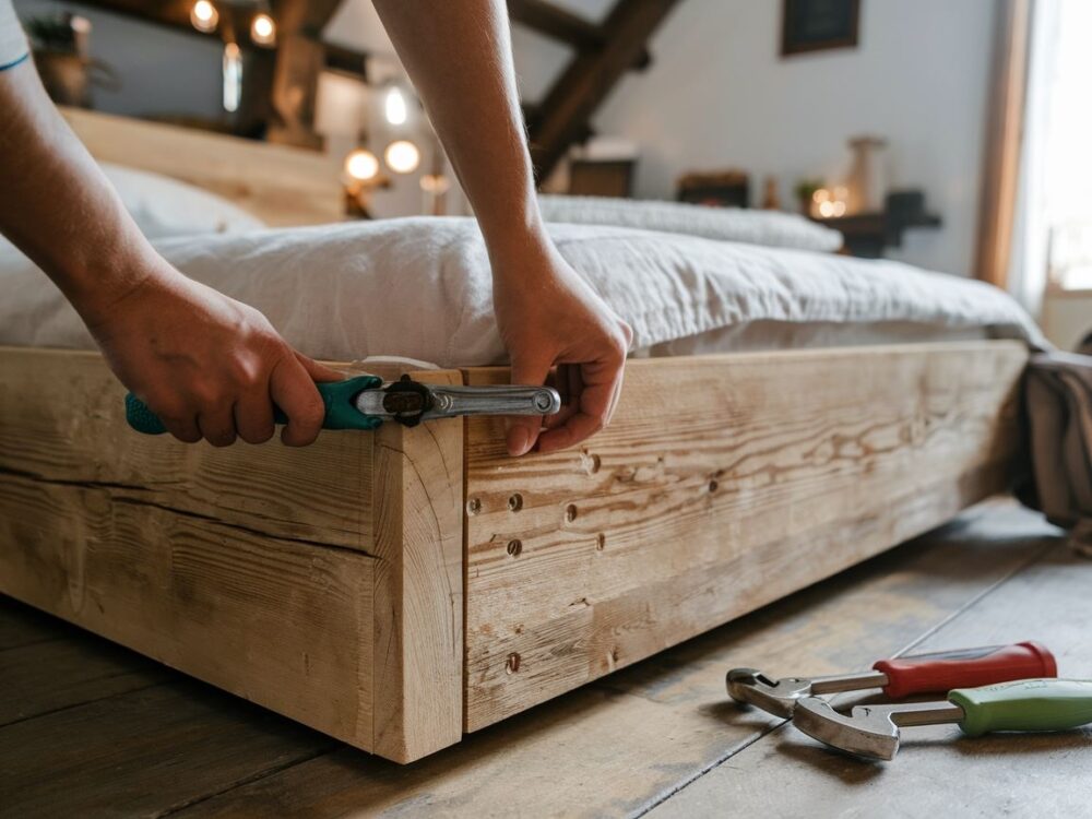 skrzypiące łóżko drewniane