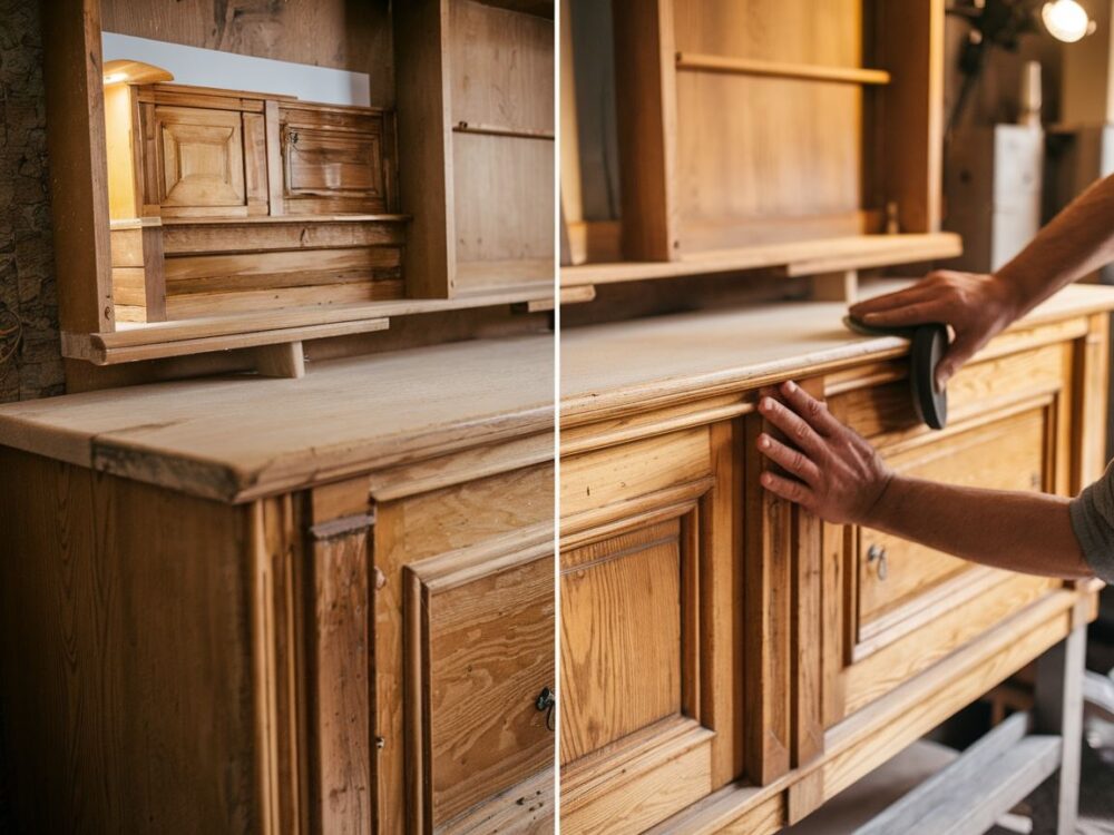 stary kredens przed i po renowacji