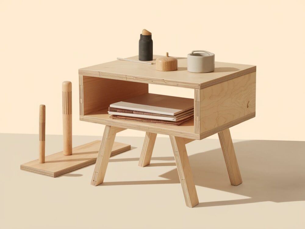 stolik nocny z drewna
