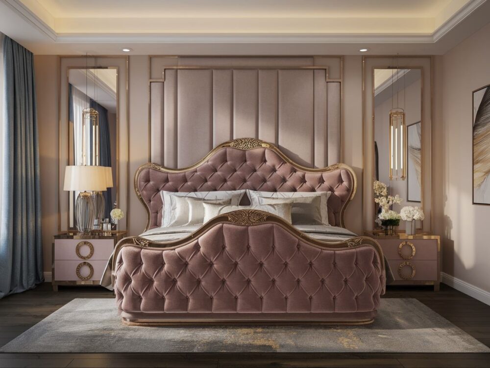 złote akcenty sypialnia